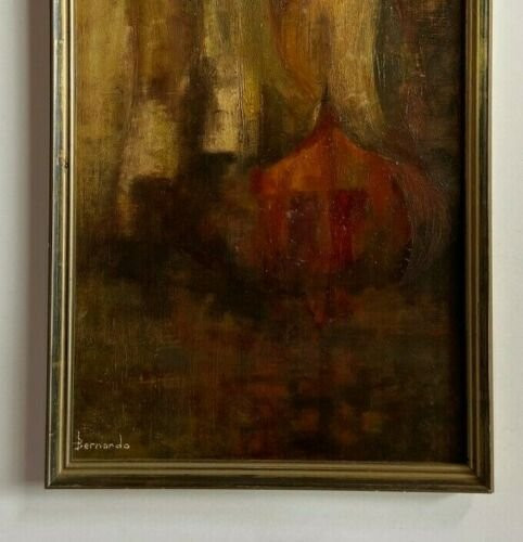 Huile sur carton par Bernardo composition abstraite 1950