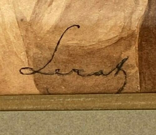 Watercolor on Leray paper Interior scene Men's tavern from the 18th century
