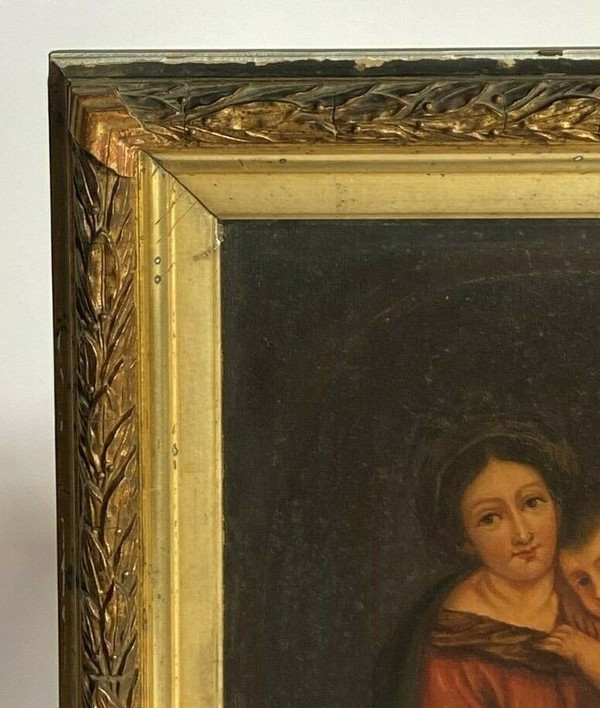 Öl auf Holz, Jungfrau Maria, italienisches Werk des 19. Jahrhunderts, goldener Rahmen