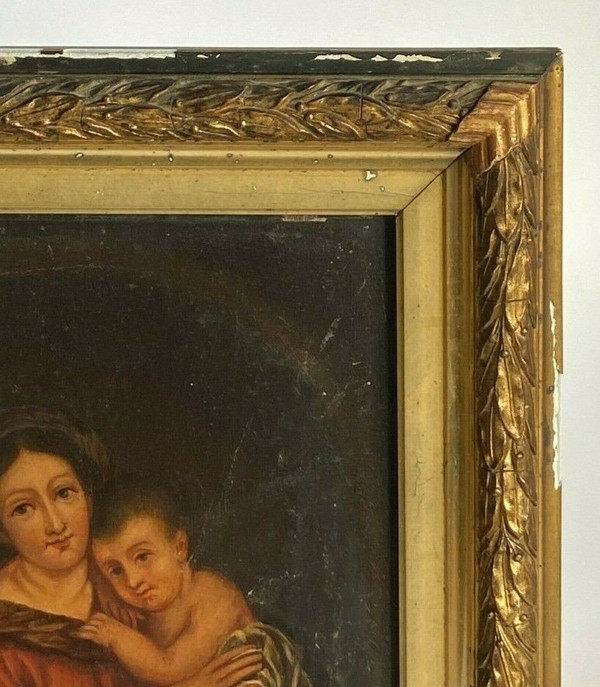 Öl auf Holz, Jungfrau Maria, italienisches Werk des 19. Jahrhunderts, goldener Rahmen