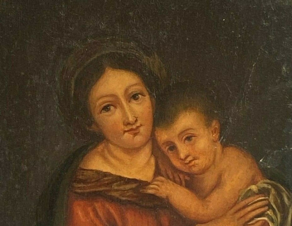 Öl auf Holz, Jungfrau Maria, italienisches Werk des 19. Jahrhunderts, goldener Rahmen
