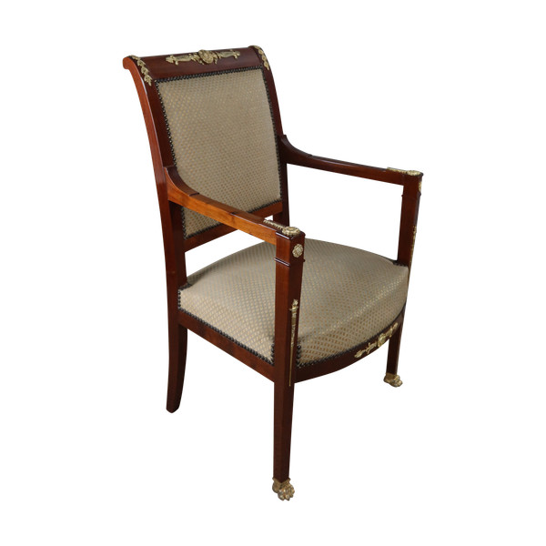 Poltrona Directoire in mogano e bronzo dorato