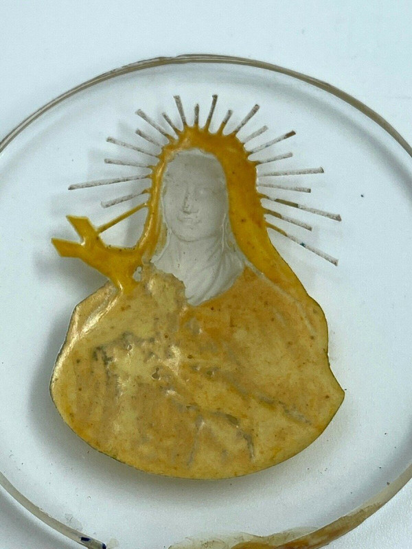 Intaglio sacro religioso in vetro di fine '800