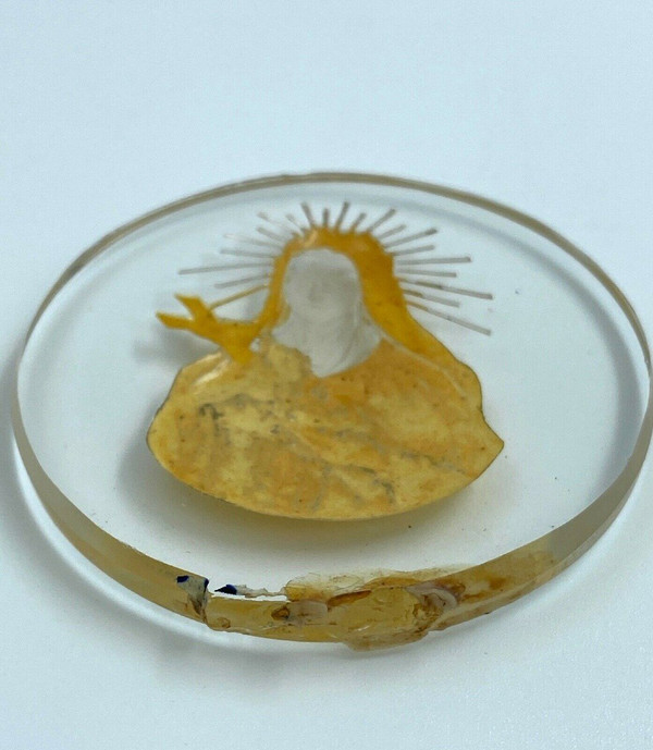 Intaglio sacro religioso in vetro di fine '800