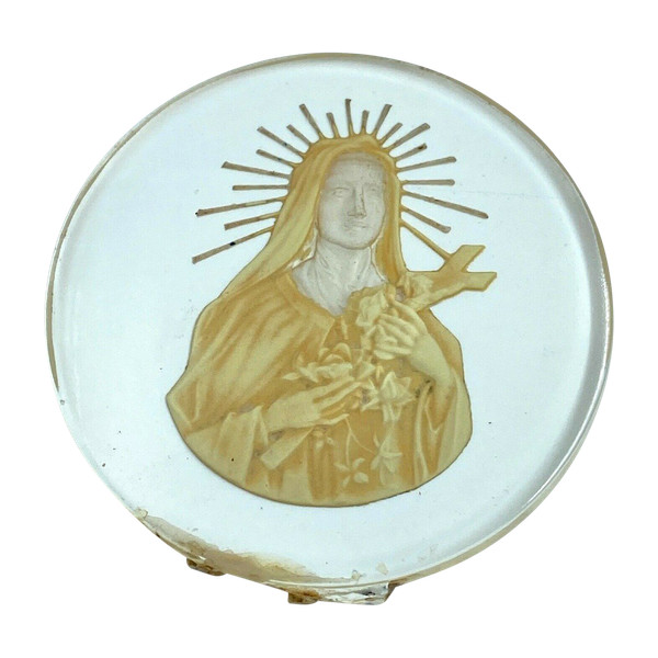 Intaglio sacro religioso in vetro di fine '800