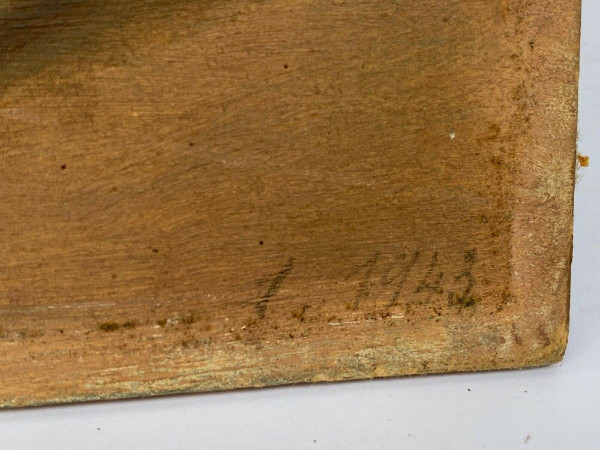 Natura morta olio su tavola vaso e cesto in grès 1943