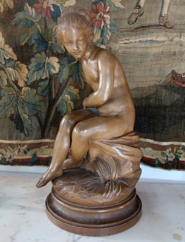 Important terracotta, Nymph after Falconet in the taste of the 18th century - 56cm