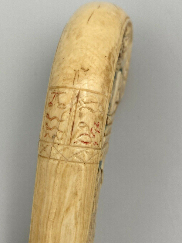 Pommeau de canne polychrome XIXe décor d'Egyptiens Napoléon III