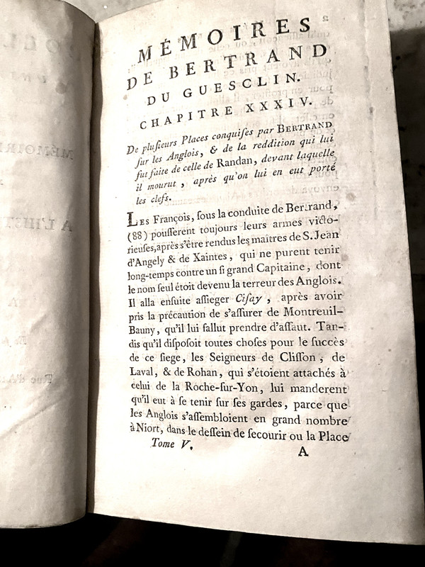 From the largest project of Memoirs published in the 18th century "The Life of Bertrand Duguesclin" 1785