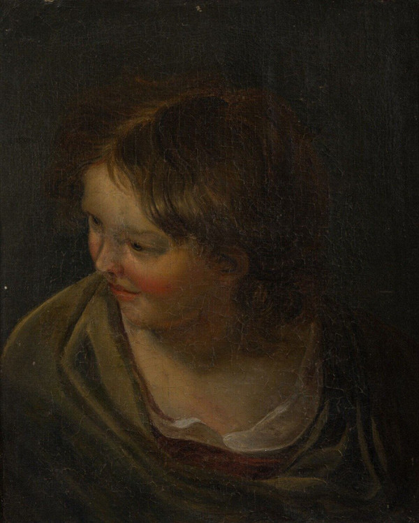Ritratto di giovane donna olio su tela 18° secolo con cornice dorata
