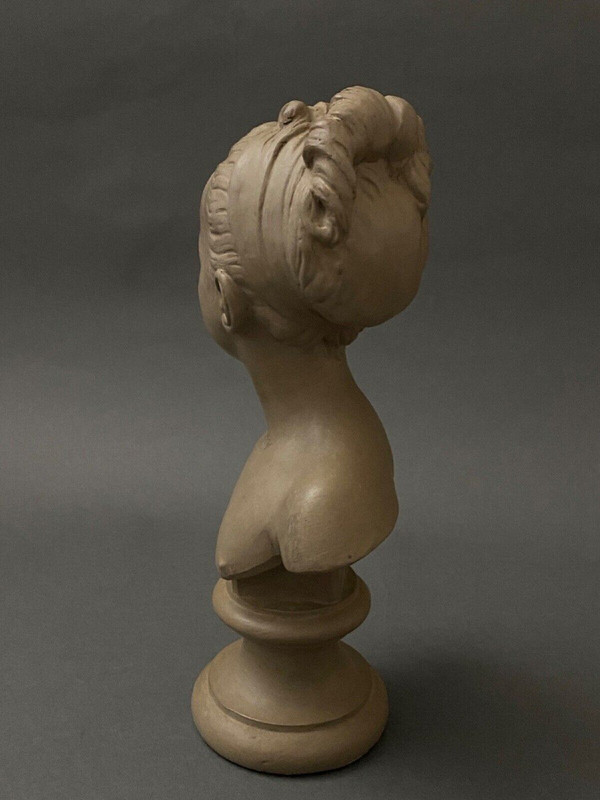 Da Jean-Antoine Houdon Busto in terracotta patinata di Louise Brongniart