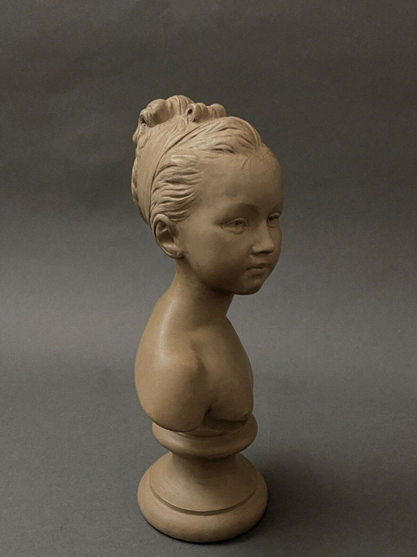 Da Jean-Antoine Houdon Busto in terracotta patinata di Louise Brongniart