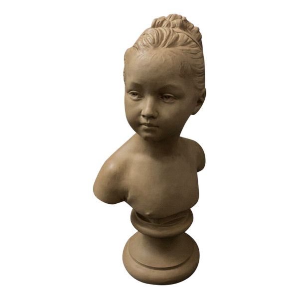 Da Jean-Antoine Houdon Busto in terracotta patinata di Louise Brongniart