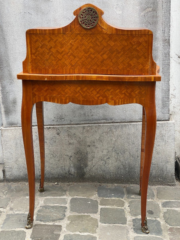  Bonheur Du Jour Stile Luigi XV In Parquet In Legno Di Frutto Del XIX Secolo