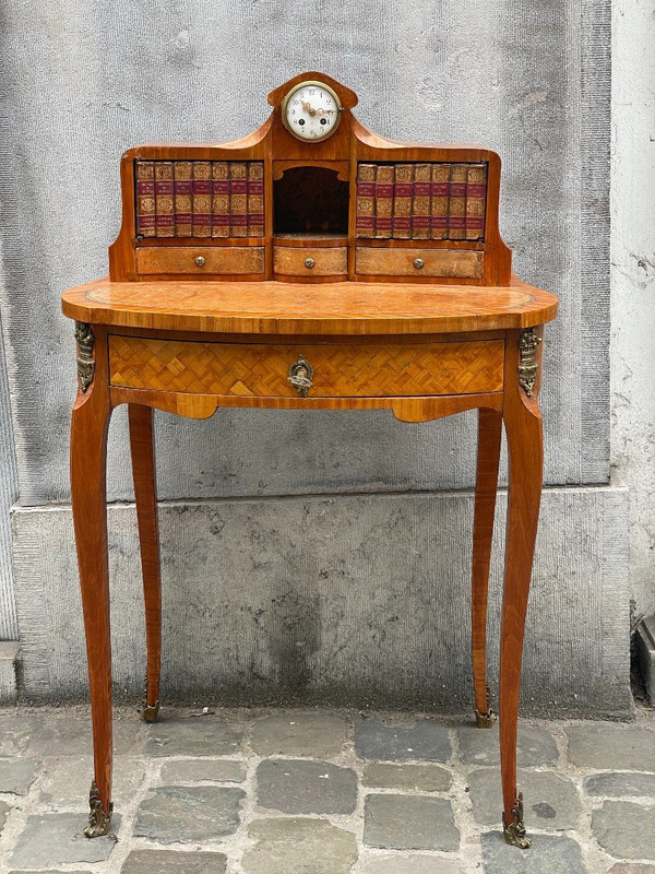  Bonheur Du Jour Stile Luigi XV In Parquet In Legno Di Frutto Del XIX Secolo