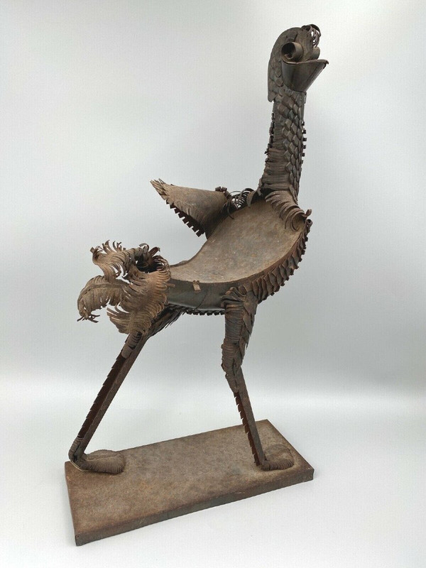 Sculpture Longues Pattes by Léon Masson metal rooster 1970