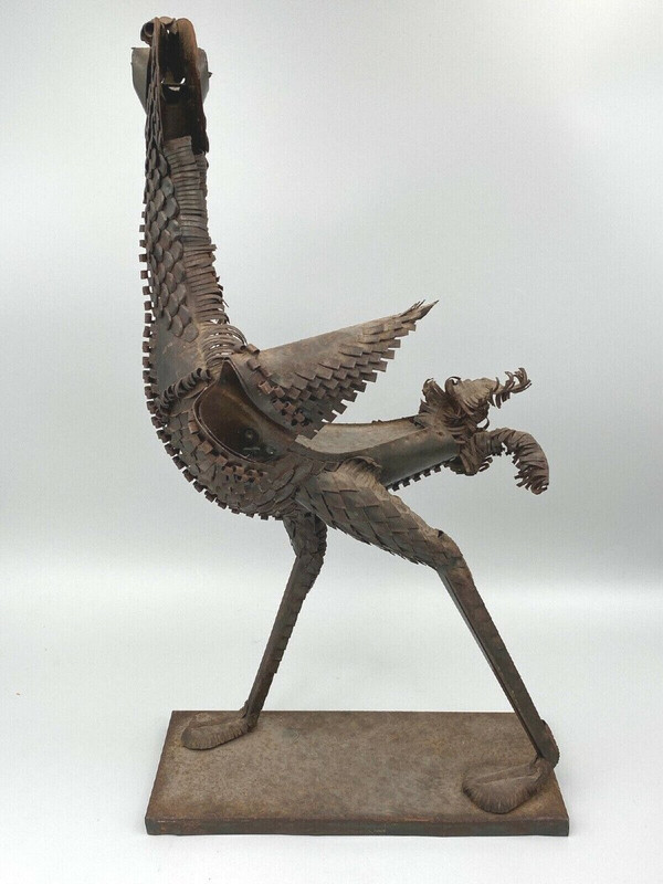 Sculpture Longues Pattes by Léon Masson metal rooster 1970