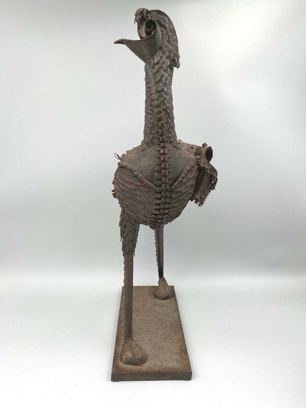 Sculpture Longues Pattes by Léon Masson metal rooster 1970