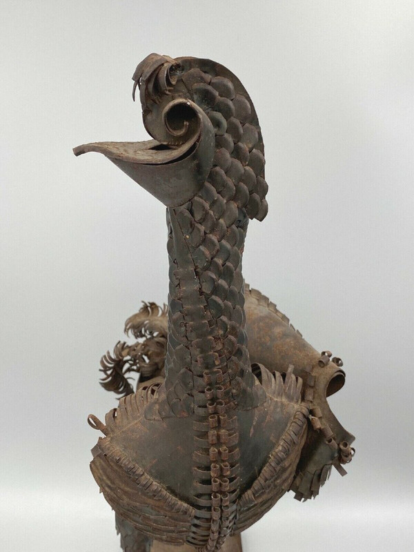 Sculpture Longues Pattes by Léon Masson metal rooster 1970