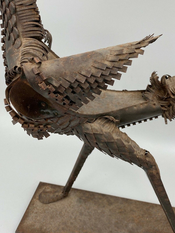 Sculpture Longues Pattes by Léon Masson metal rooster 1970