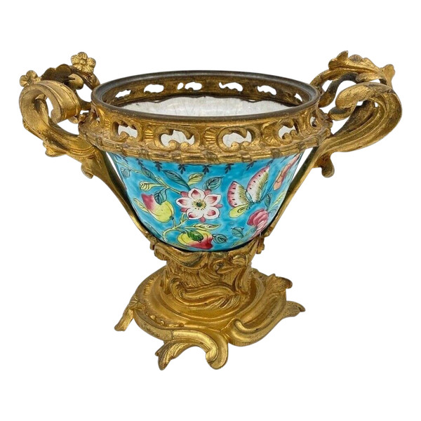 Porzellanschale China 19. Jahrhundert mit vergoldeter Bronzemontierung Louis XV
