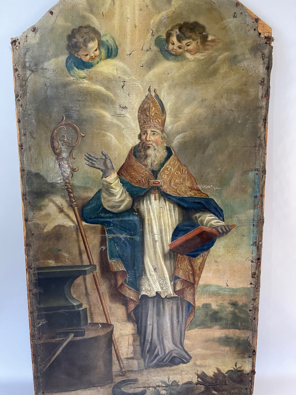 Großes religiöses Gemälde der Kirche Saint Éloi aus dem 18. Jahrhundert