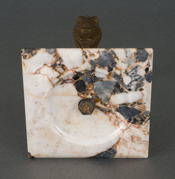 Mascotte La Gloire di H. Molins 1930 patina marrone base in marmo bronzo