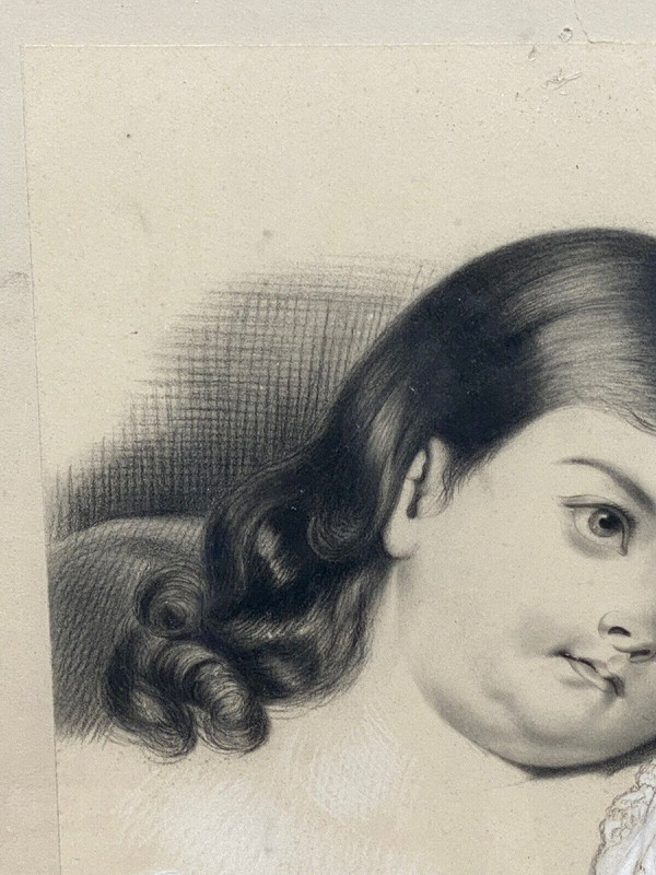 Dessain Kohle Gouache oder Aquarell Chavagnes 1881 Mlle de Saint-Sauveur