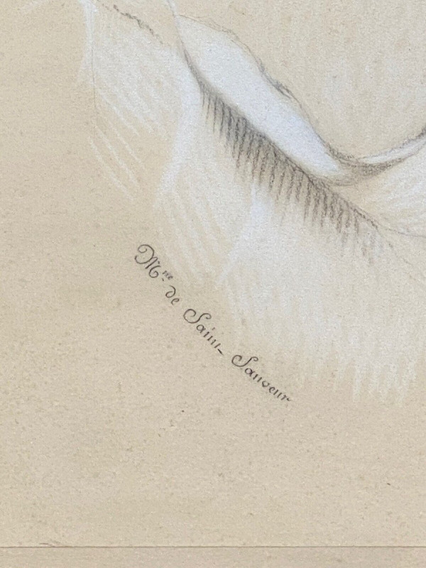 Dessain Kohle Gouache oder Aquarell Chavagnes 1881 Mlle de Saint-Sauveur