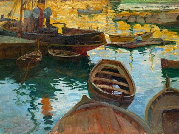 Olio firmato Denys o Lenys H. bassin de carénage Marseille port