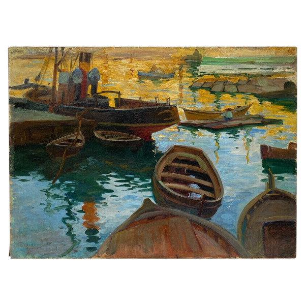 Olio firmato Denys o Lenys H. bassin de carénage Marseille port