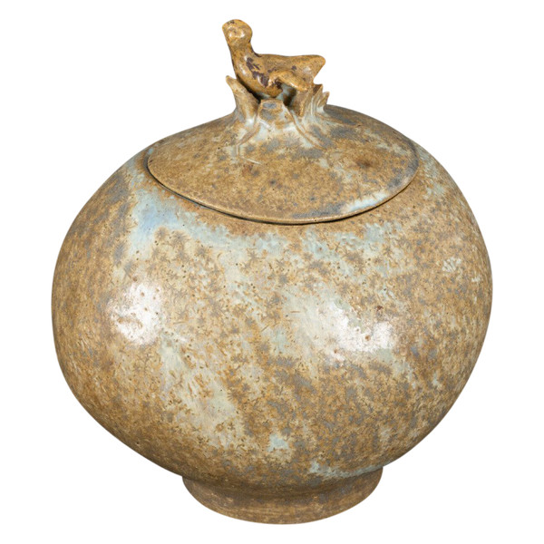Bonbonnière pot couvert Bode Willumsen grès forme d'œuf nid d'oiseau