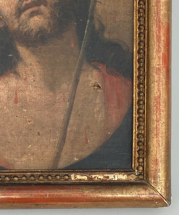 Oil on canvas representing Christ imploring End of 19th century Pearl frame