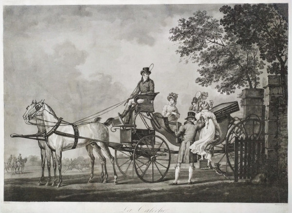 Etching Carriage 19th c Engraving Old Print