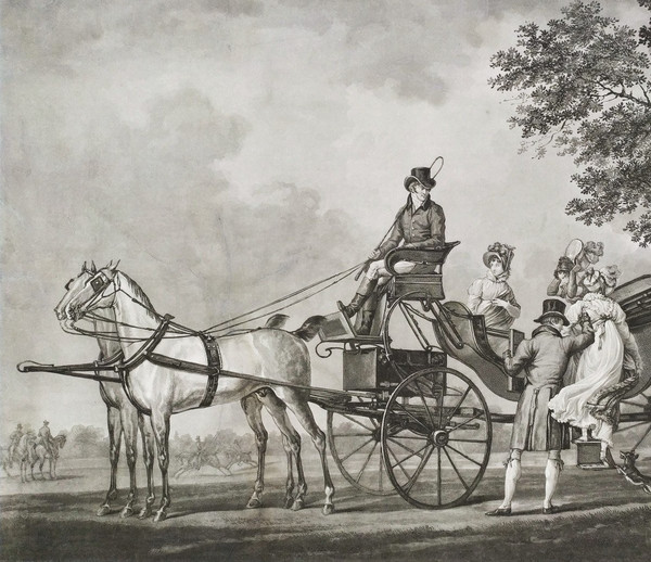 Etching Carriage 19th c Engraving Old Print
