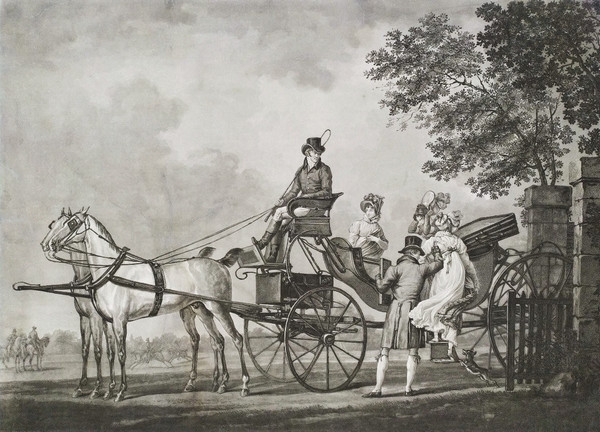 Etching Carriage 19th c Engraving Old Print