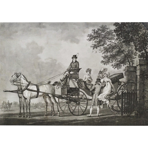Etching Carriage 19th c Engraving Old Print