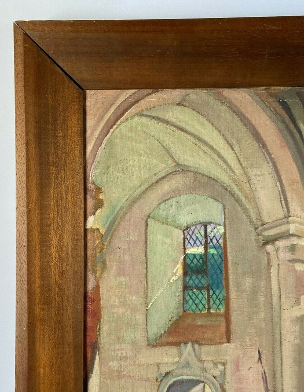Öl auf Leinwand von Martin Dobuin 1941 Kircheninneres Double Face