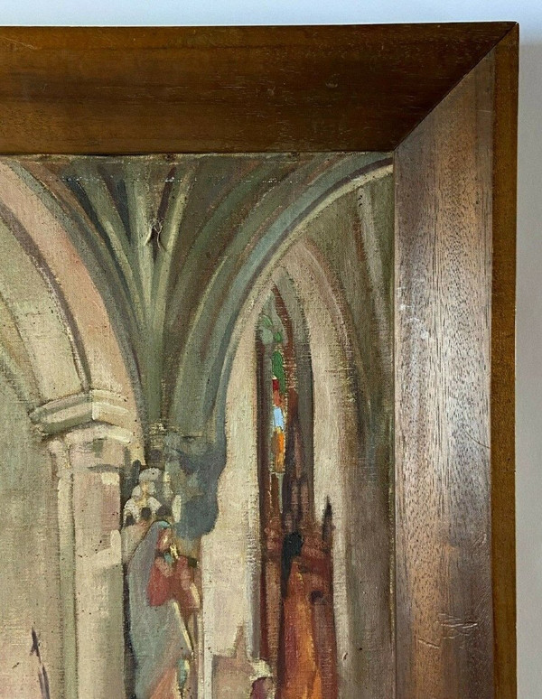 Öl auf Leinwand von Martin Dobuin 1941 Kircheninneres Double Face