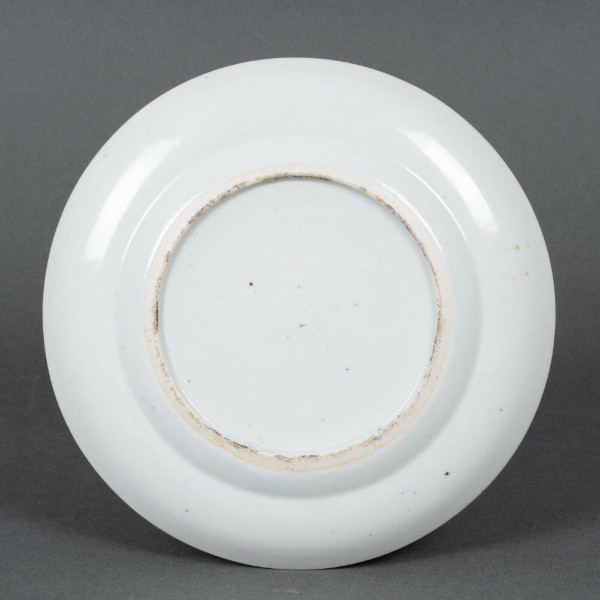 19th century Canton porcelain plate with floral and butterfly design