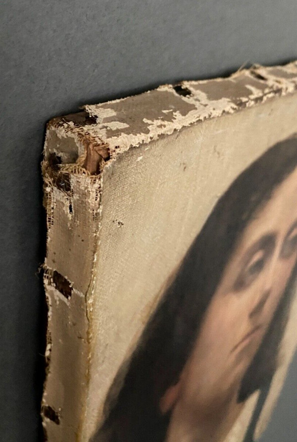 Öl auf Leinwand, Porträt eines jungen Mädchens aus dem 19. Jahrhundert