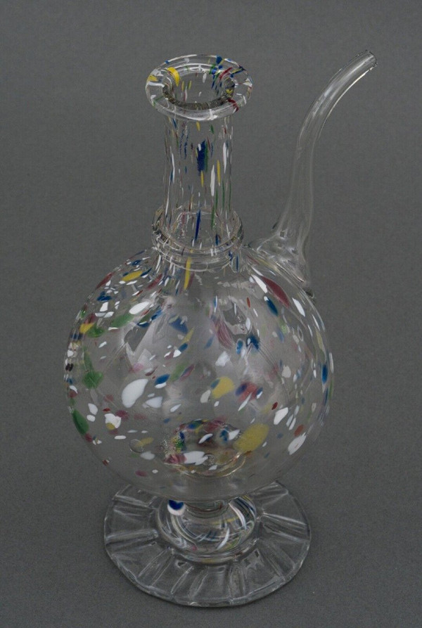 18th century blown glass decanter Color inlays Shower base
