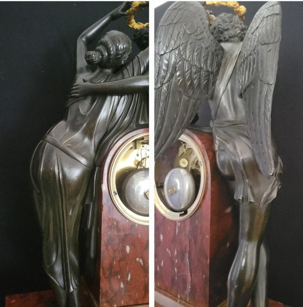 pendulum "the coronation of love" after the sculpture by Claude Michallon. Empire period