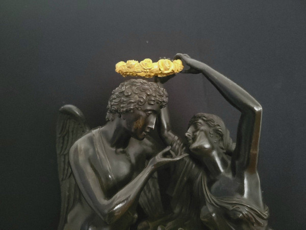 pendulum "the coronation of love" after the sculpture by Claude Michallon. Empire period