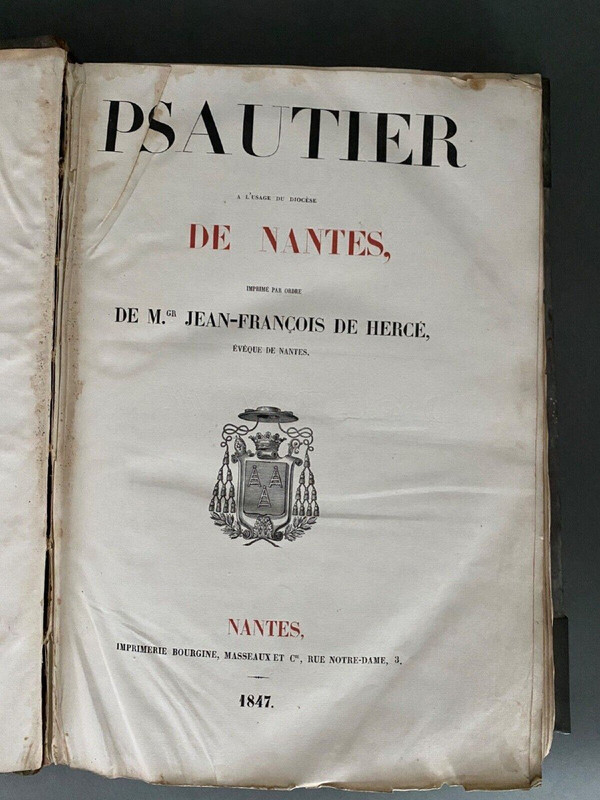 Buch Psalter Diözese Nantes J.-F. de Hercé Imp. Bourgine 1847