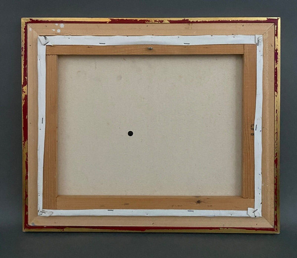 Öl auf Leinwand Alain L'Hermitte Lhermitte geometrische Architektur des 20. Jahrhunderts