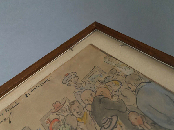 Watercolor on caricature paper Abel Moranas Opening Félix Labbé 1942