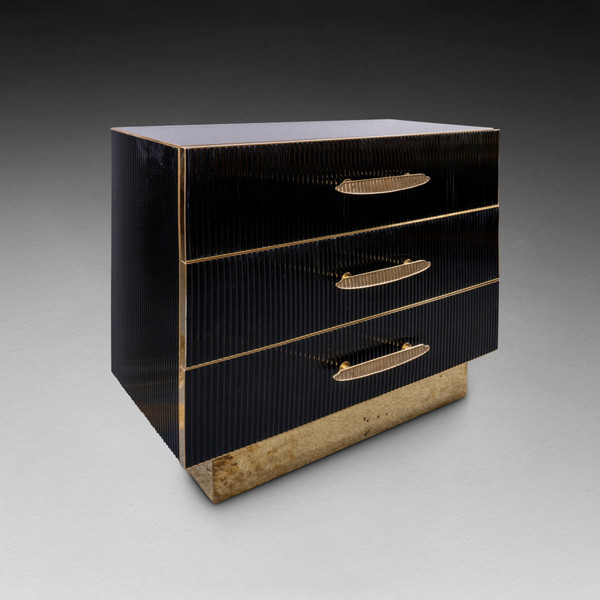 Commode noire en verre Murano, XXe siècle 