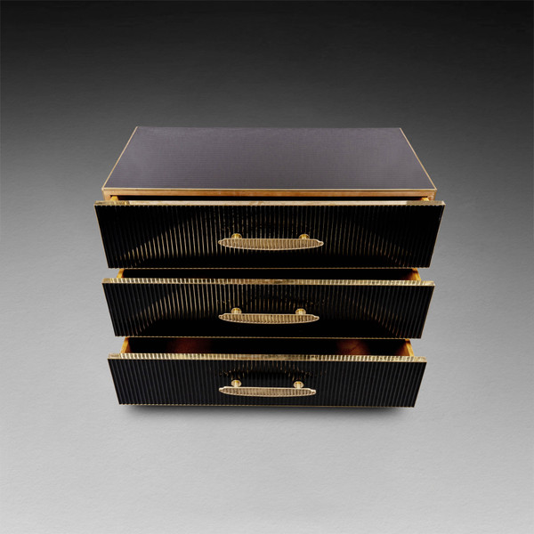 Commode noire en verre Murano, XXe siècle 