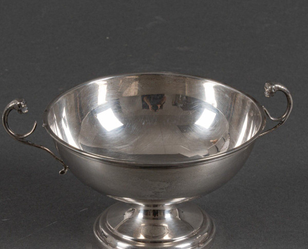 Silver Wedding Cup on Foot Shower Animal Heads Sockets